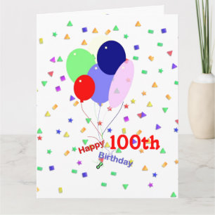 Cartão Colorful 100th Birthday Balloons