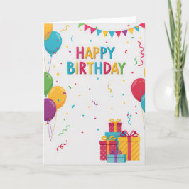 Cartão Colorful Balloons & Presents Kids Birthday Card