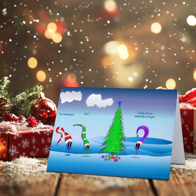 Cartão Colorful Christmas Cartoon (Take a look at this most excellent cartoon Christmas card!)