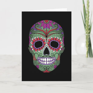 Cartão Colorful Day of the Dead Grunge Sugar Skull