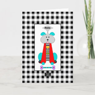 Cartão Colorful Dog With Bone greeting card