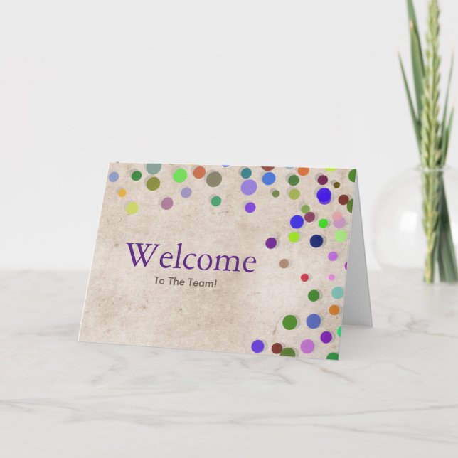 Cartão Colorful Falling Sparkles Polka Dots Welcome Card (Frente)
