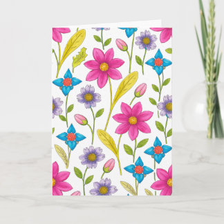 Cartão Colorful Floral Pattern Blank