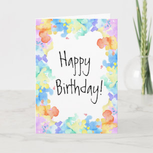 Cartão Colorful Happy Birthday Tie Dye Bright Fun Cool
