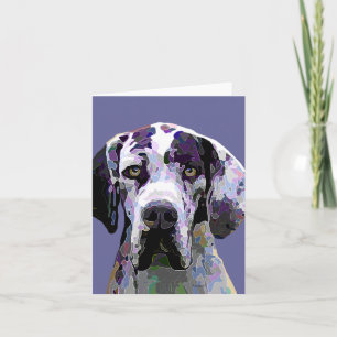 Cartão Colorful Harlequin Great Dane Face