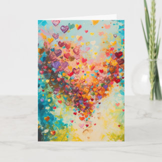 Cartão Colorful Hearts Paint Art Romantic Love