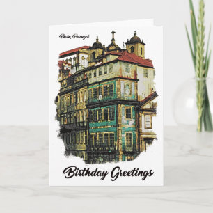 Cartão Colorful image of Porto, Portugal Birthday Card