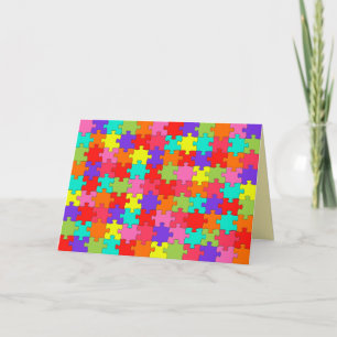 Cartão Colorful Jigsaw Puzzle Pattern