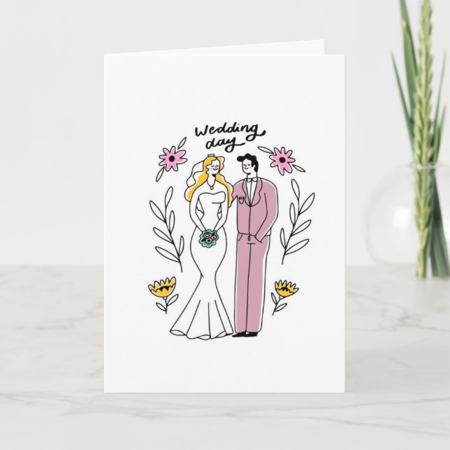 Cartão Colorful "Just Married" Wedding Greeting Card (Frente)