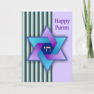 Cartão Colorful Star of David Happy Purim Card