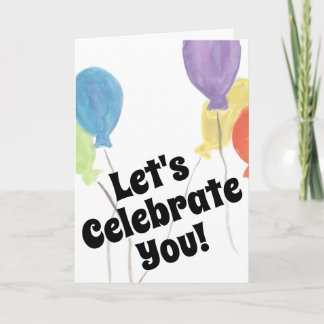 Cartão Colorful Watercolor Balloon Celebration Card