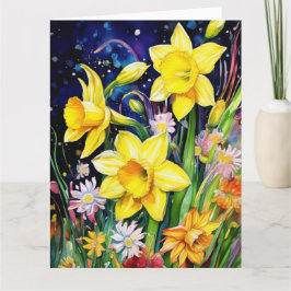 Cartão Colorida Daffodil Flowers