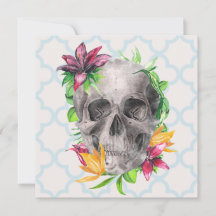 Colorida Lily Floral Skull Gótica Saudação