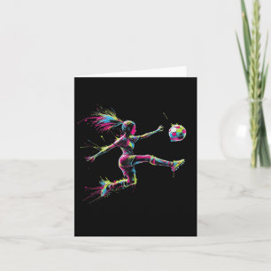 Cartão Colorida Neon Girl Soccer Art Splash Design