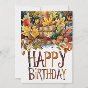 Cartão Colorido Cozy Wish Autumn Fall Feliz Aniversário