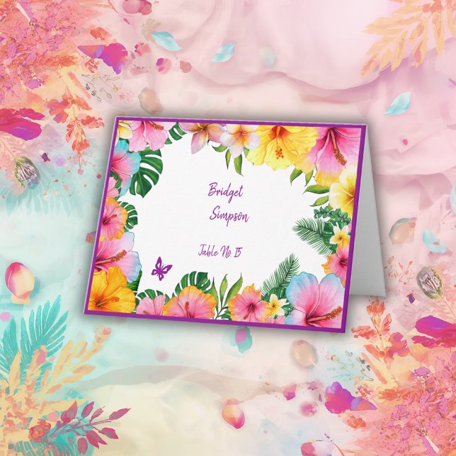 cartão colorido de convidado de casamento tropical (Criador carregado)