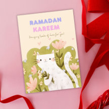 Cartão Colorido de Flores de Gato do Ramadan Karee
