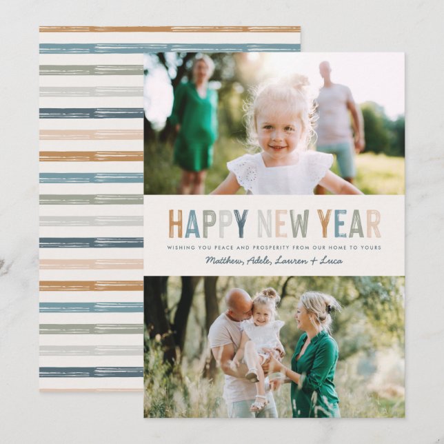 Cartão colorido de vários anos novos fotográficos (Frente/Verso)