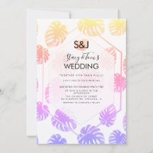 Colorido Monstera Desenho à Mão Botânica Casamento