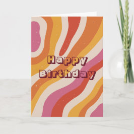 Cartão Colorido retrô, Feliz Aniversário