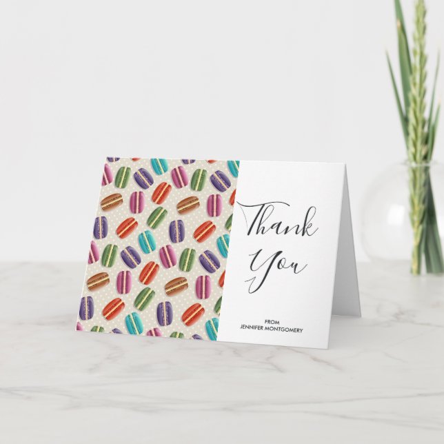 Cartão Coloridos Obrigados de aniversário de Macarões Par (Frente)