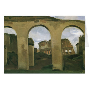 Cartão Colosseum Seen através das Arcades em Roma, Itália