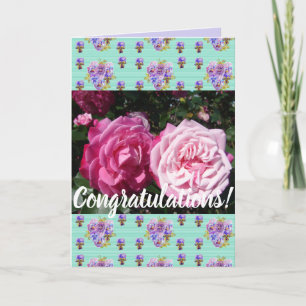 Cartão Colourful Pink Rose Floral Conrgatulations Card