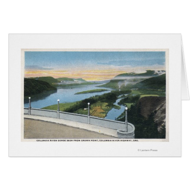 Cartão Columbia River Gorge View do Crown Point, (Frente Horizontal)
