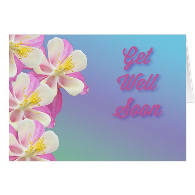 Cartão Columbina fica bem em breve cor-de-rosa e branca (Frente Horizontal)