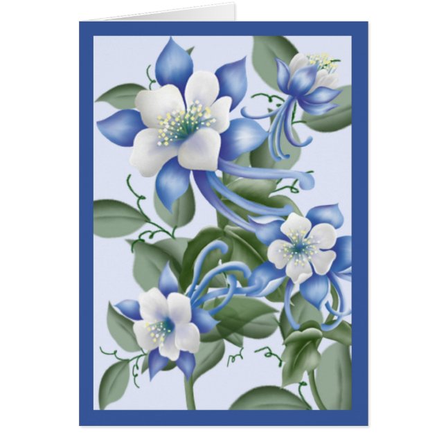 Cartão Columbines azul (Frente)