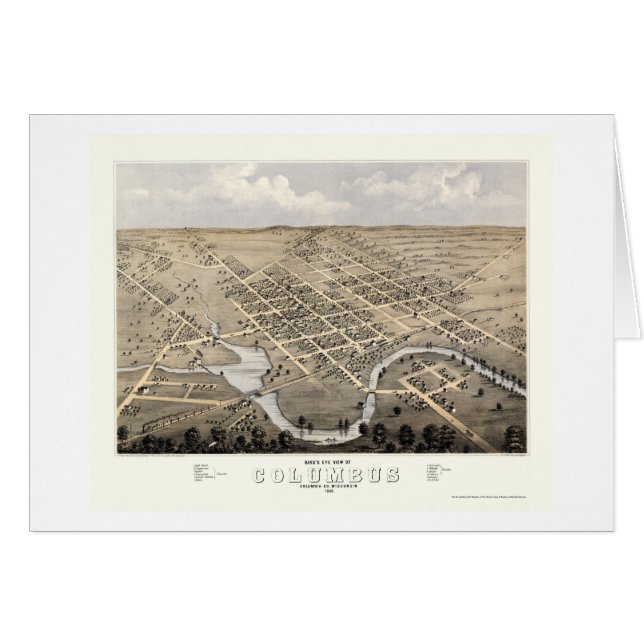 Cartão Columbo, mapa panorâmico dos WI - 1868 (Frente Horizontal)