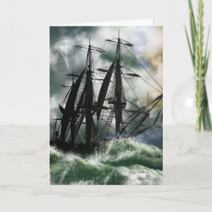 Cartão Columbus Day Card With Digitally Painted Ship On T