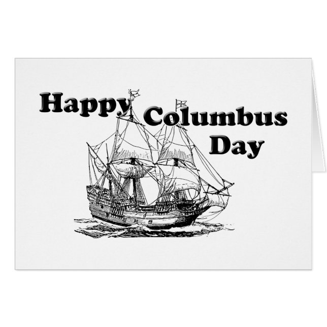 Cartão Columbus Day Ship Greeting Card (Frente Horizontal)