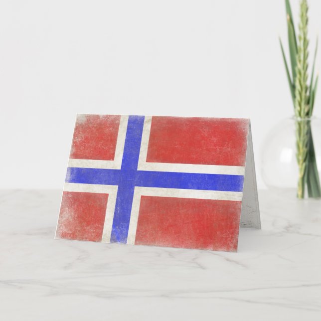 Cartão com a bandeira norueguesa afligida (Frente)