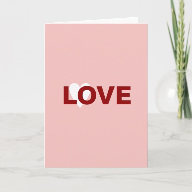 Cartão com Coração de Amor Rosa (Frente)