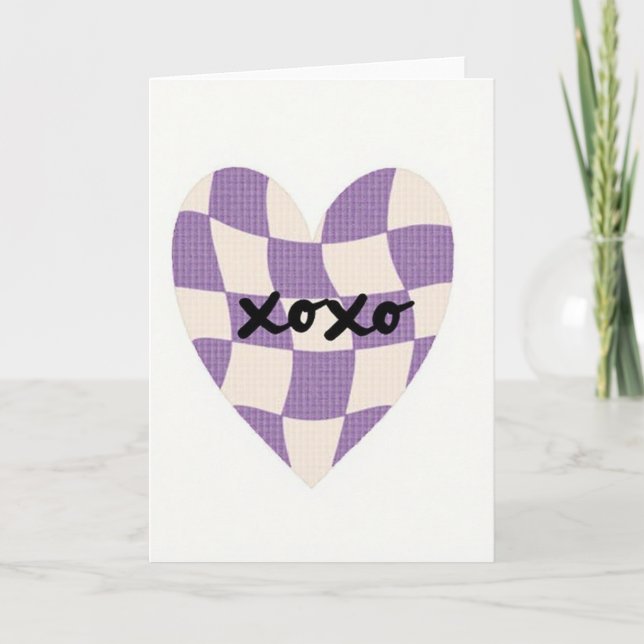 Cartão com Coração Gráfico Lavender Xoxo (Frente)