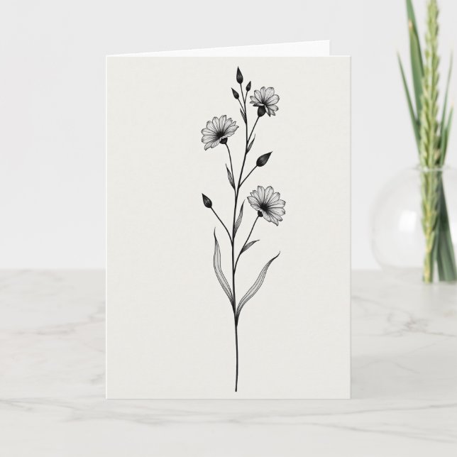 Cartão com Design de Flor Listrada (Frente)