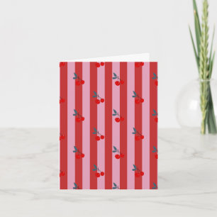 Cartão com design de listras vermelhas e rosas com
