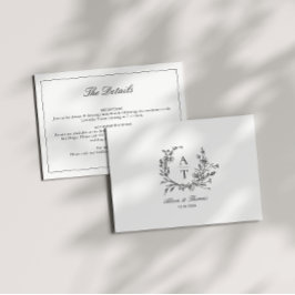 Cartão com detalhes de monograma de flor silvestre