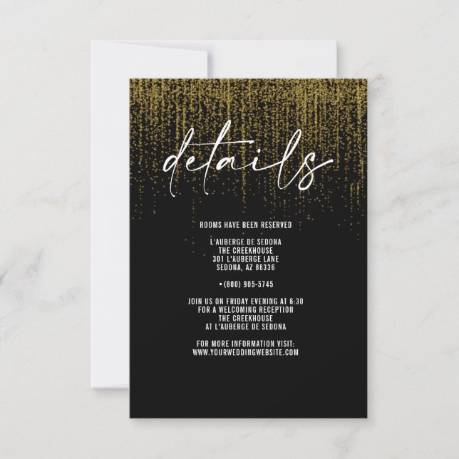 Cartão com detalhes em glitter dourado Edgy QR (Frente)
