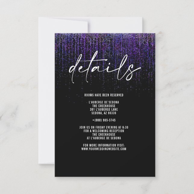Cartão com Detalhes em Glitter Roxo e QR Edgy (Frente)