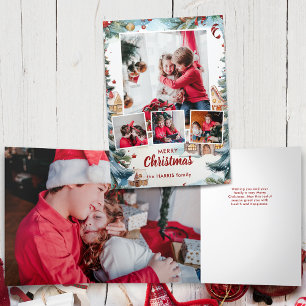 Cartão Com Dobra Tripla Aldeia de Neve Festiva de inverno, Quatro Fotos