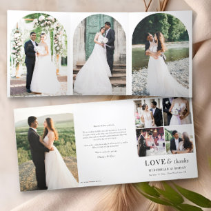 Cartão Com Dobra Tripla Arco de Fotos de Agradecimento de Casamento