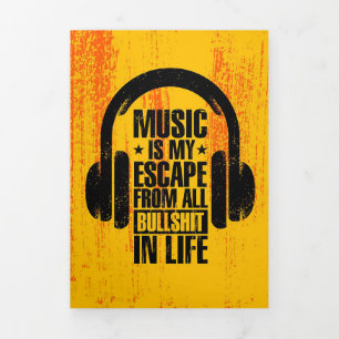 Cartão Com Dobra Tripla Arte Musical A Música É Meu Refúgio