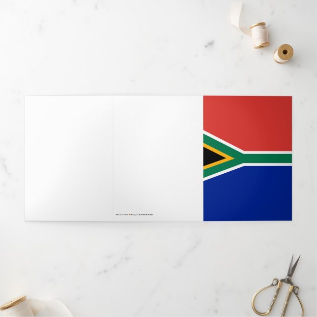 Cartão Com Dobra Tripla Bandeira da África do Sul (Fora)