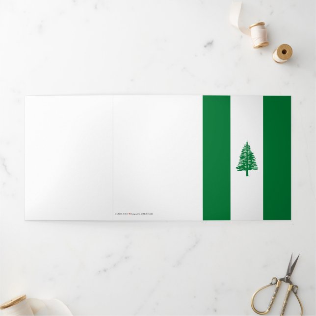 Cartão Com Dobra Tripla Bandeira da Ilha Norfolk (Fora)