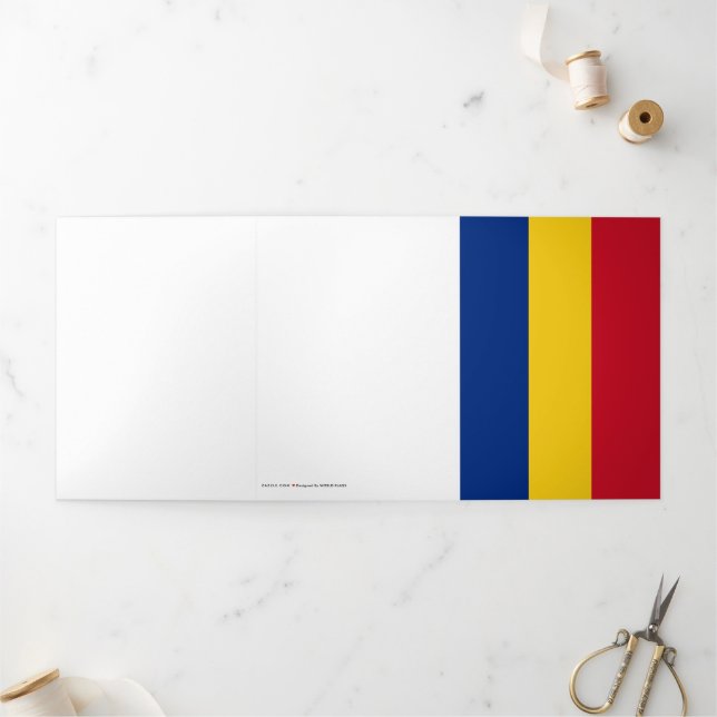 Cartão Com Dobra Tripla Bandeira da Romênia (Fora)