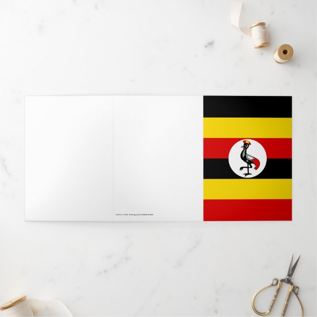 Cartão Com Dobra Tripla bandeira de Uganda (Fora)