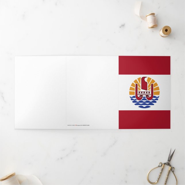 Cartão Com Dobra Tripla bandeira Polinésia Francesa (Fora)