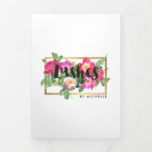 Cartão Com Dobra Tripla Beauals Florals Lash Extensions White Brochura